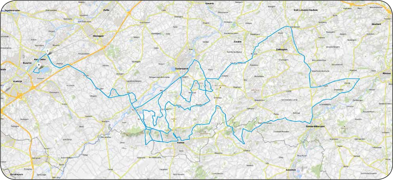 Streckenverlauf E3 Harelbeke 2016