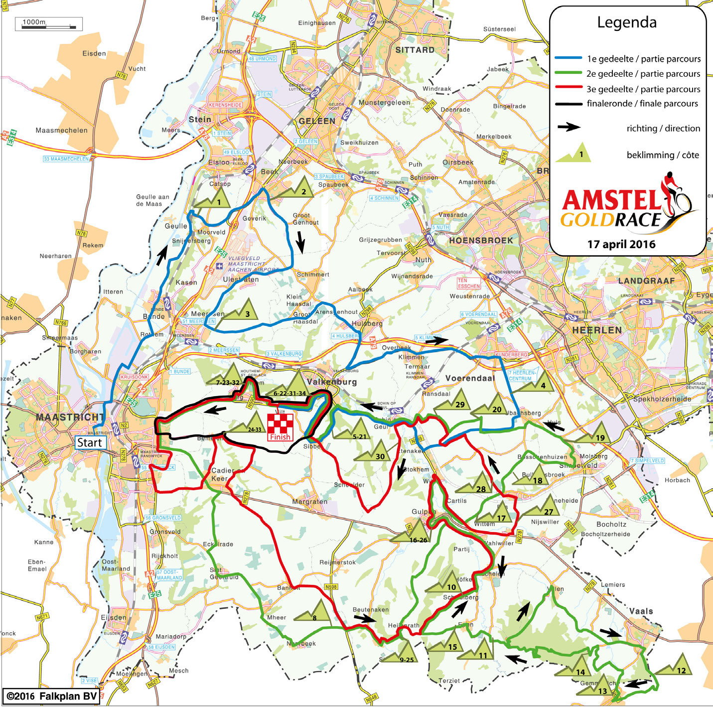 Streckenverlauf Amstel Gold Race 2016