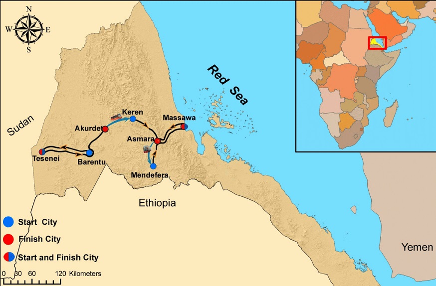 Streckenverlauf Tour Eritrea 2016