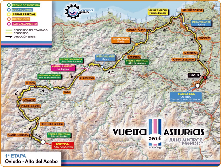 Streckenverlauf Vuelta Asturias Julio Alvarez Mendo 2016 - Etappe 1