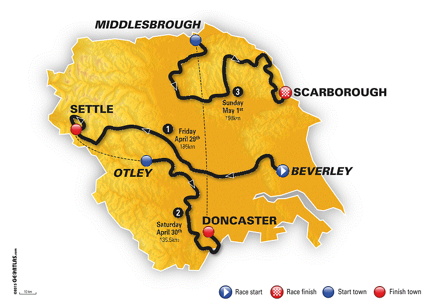 Streckenverlauf Tour de Yorkshire 2016