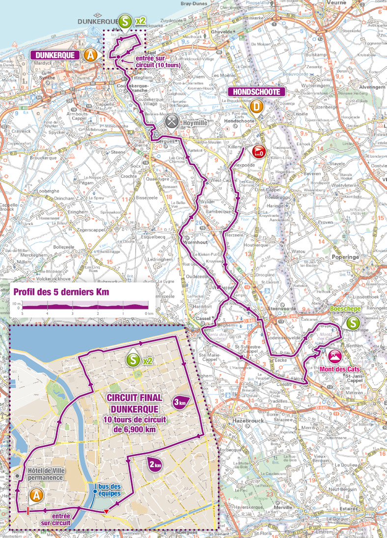 Streckenverlauf 4 Jours de Dunkerque / Tour du Nord-pas-de-Calais 2016 - Etappe 5