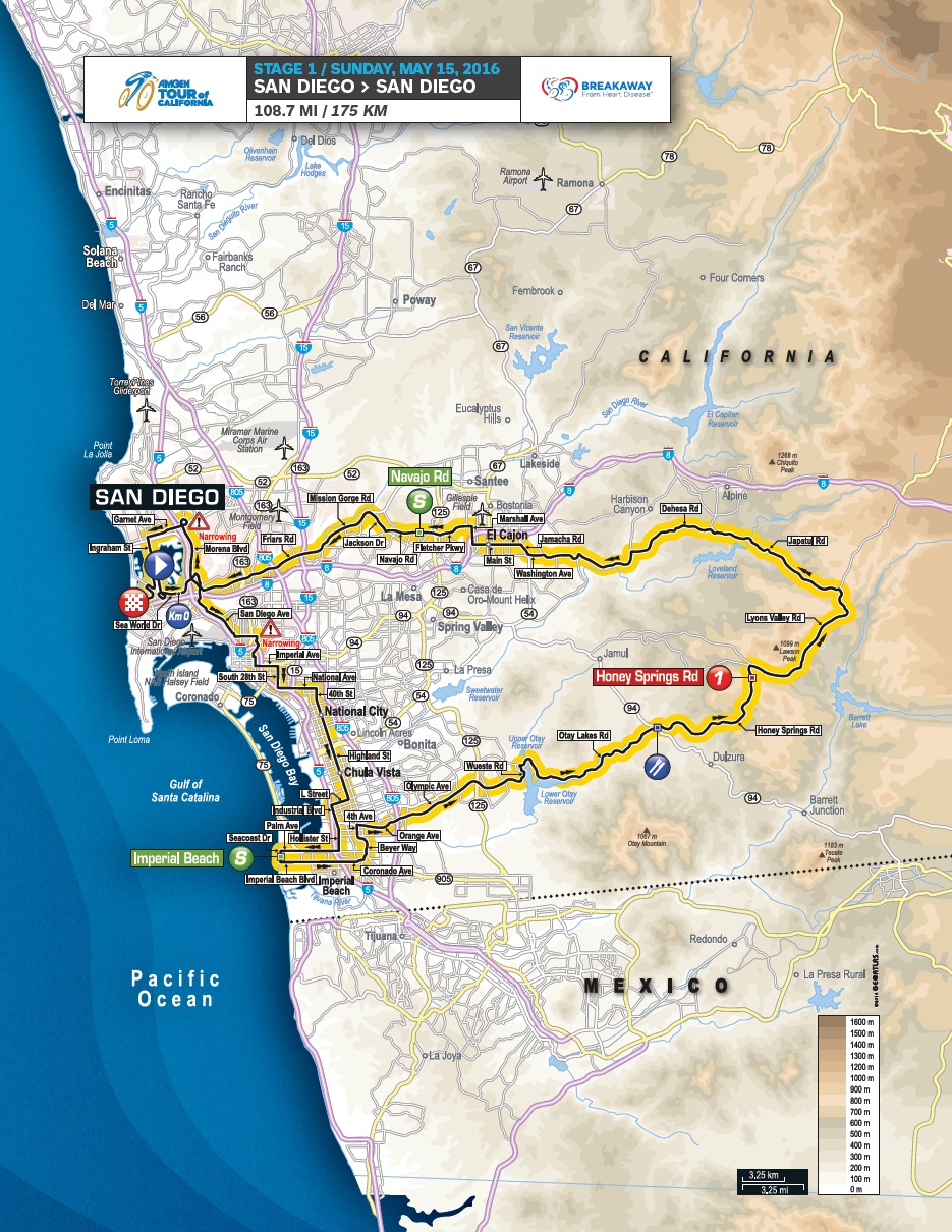 Streckenverlauf Amgen Tour of California 2016 - Etappe 1