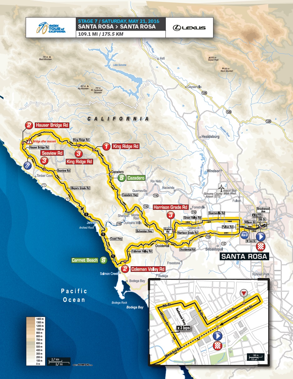 Streckenverlauf Amgen Tour of California 2016 - Etappe 7