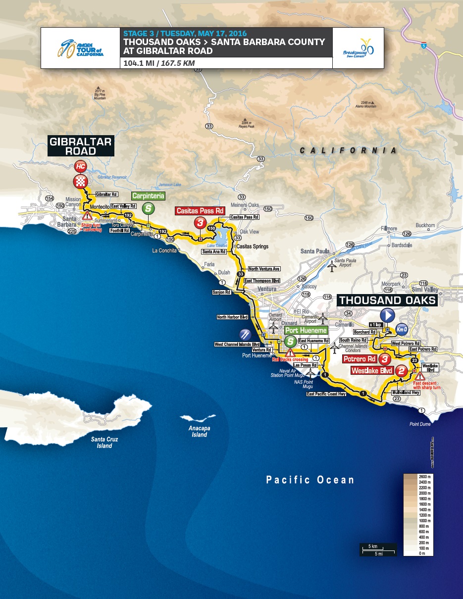 Streckenverlauf Amgen Tour of California 2016 - Etappe 3