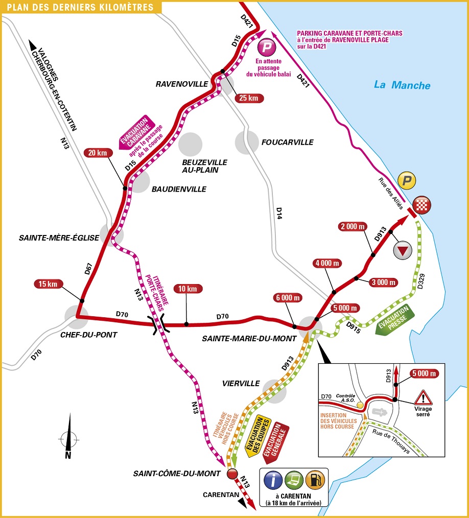 Streckenverlauf Tour de France 2016 - Etappe 1, letzte Kilometer
