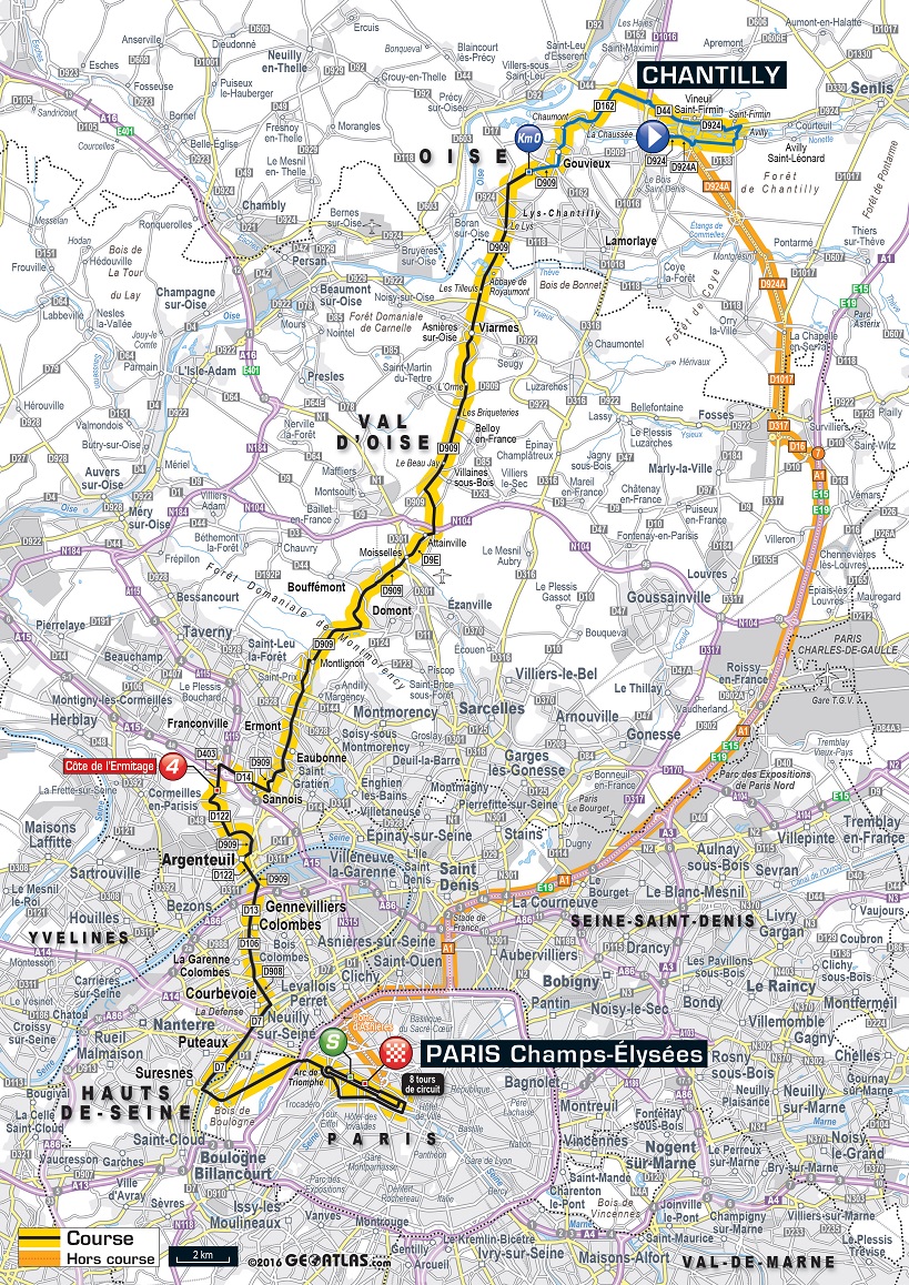 Streckenverlauf Tour de France 2016 - Etappe 21