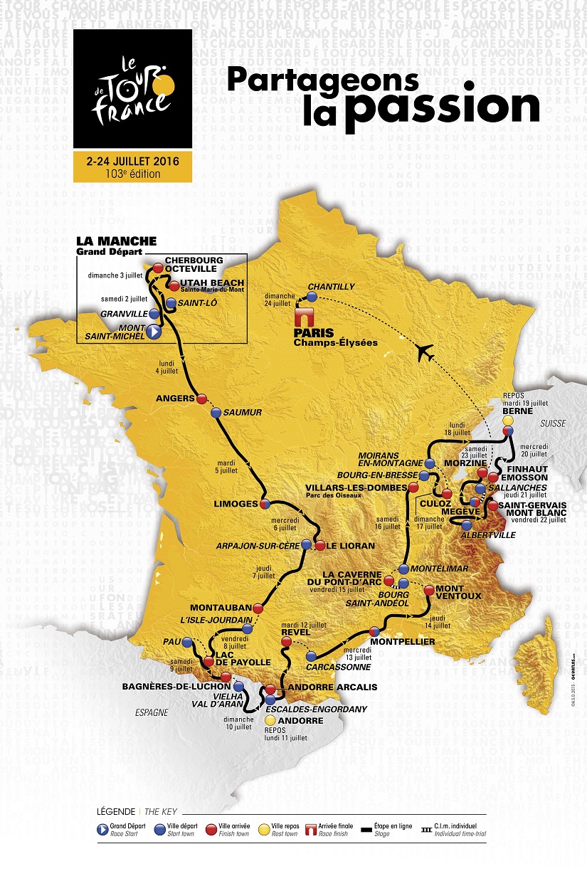 Streckenverlauf Tour de France 2016