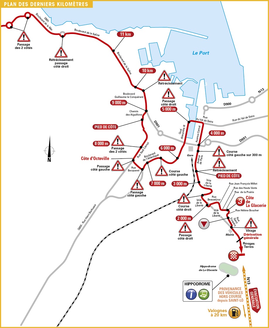 Streckenverlauf Tour de France 2016 - Etappe 2, letzte Kilometer