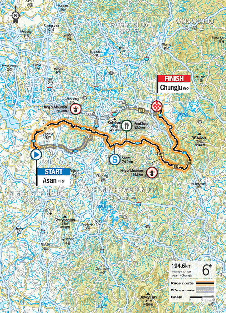 Streckenverlauf Tour de Korea 2016 - Etappe 6