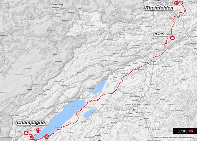 Streckenverlauf Tour de Suisse 2016 - Etappe 4