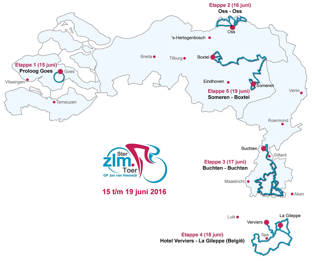 Streckenverlauf Ster ZLM Toer GP Jan van Heeswijk 2016