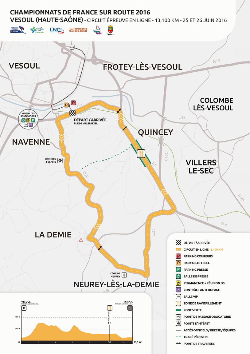 Streckenverlauf Nationale Meisterschaften Frankreich 2016 - Straenrennen