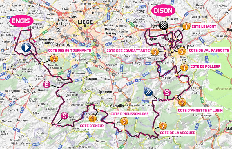 Streckenverlauf VOO-Tour de Wallonie 2016 - Etappe 5