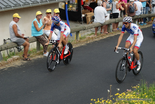 Sebastien Reichenbach und Steve Morabito erkunden den Zeitfahrkurs der 18. Etappe der Tour de France