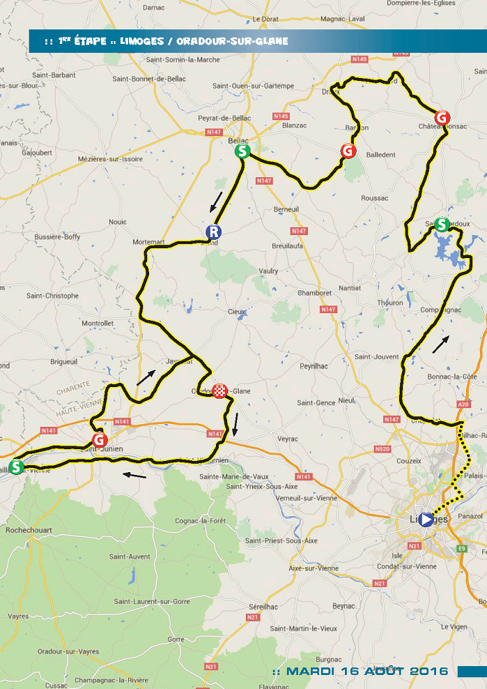 Streckenverlauf Tour du Limousin 2016 - Etappe 1