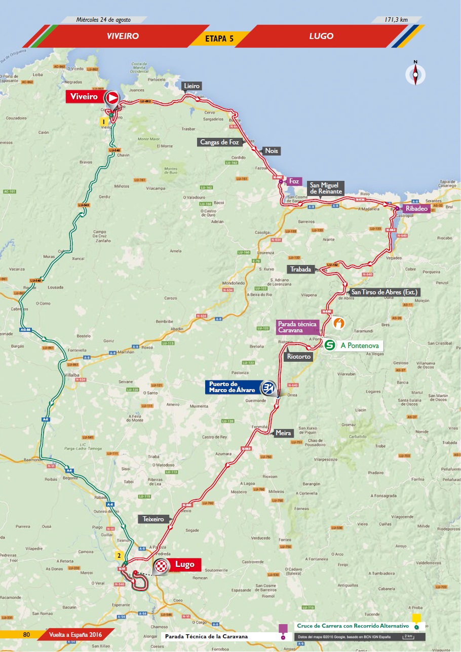 Streckenverlauf Vuelta a Espaa 2016 - Etappe 5