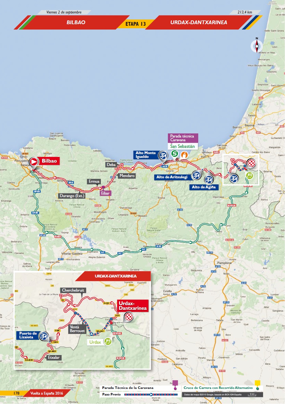 Streckenverlauf Vuelta a Espaa 2016 - Etappe 13