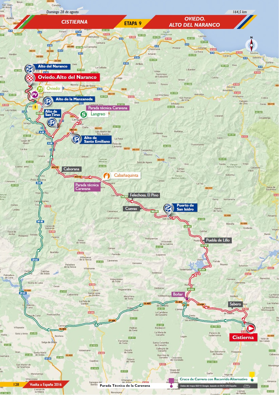 Streckenverlauf Vuelta a Espaa 2016 - Etappe 9