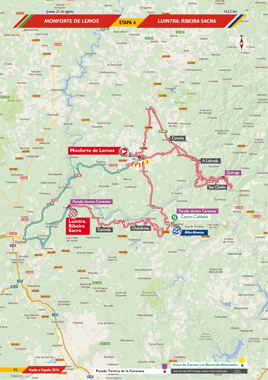 Streckenverlauf Vuelta a España 2016 - Etappe 6