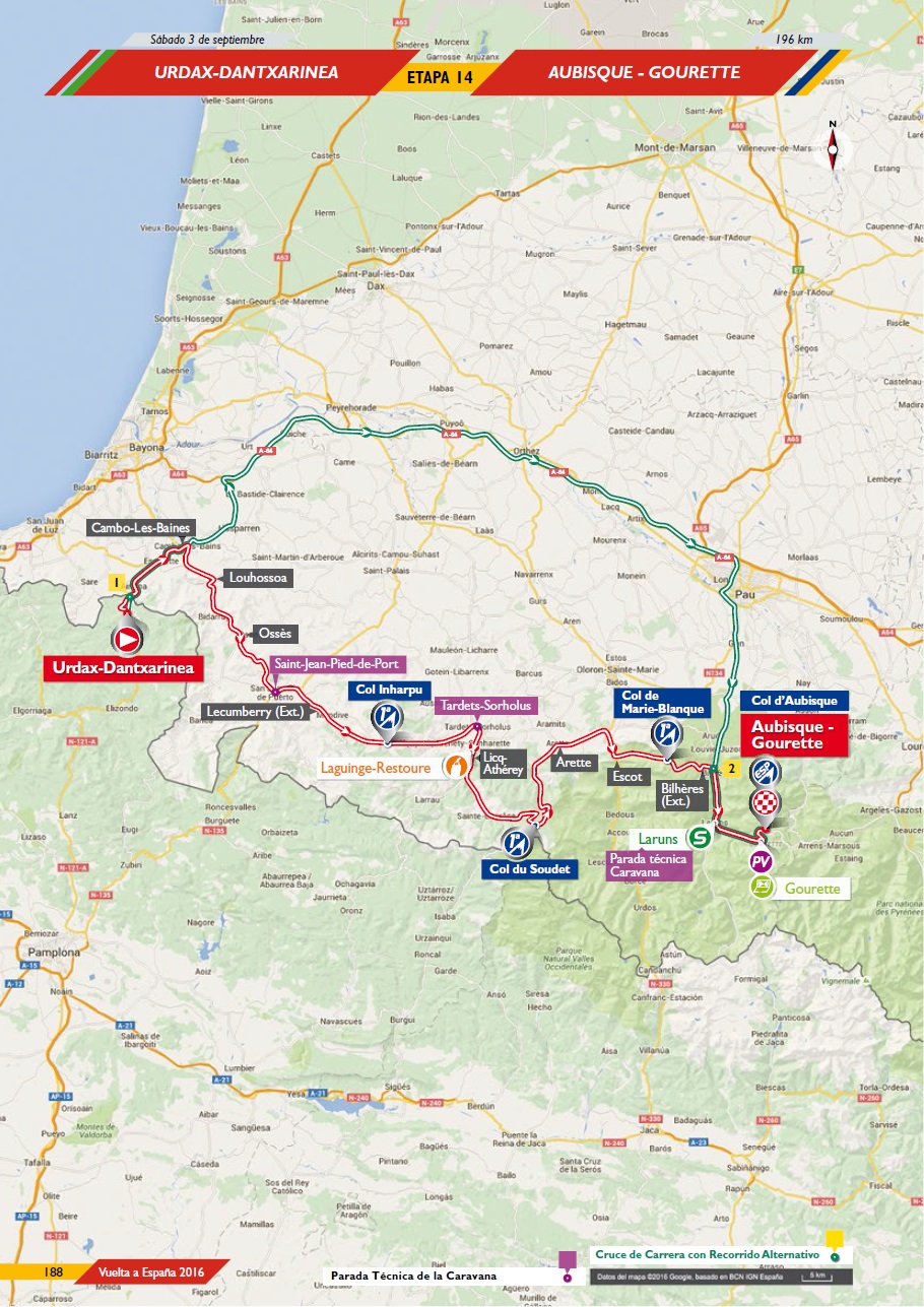 Streckenverlauf Vuelta a Espaa 2016 - Etappe 14
