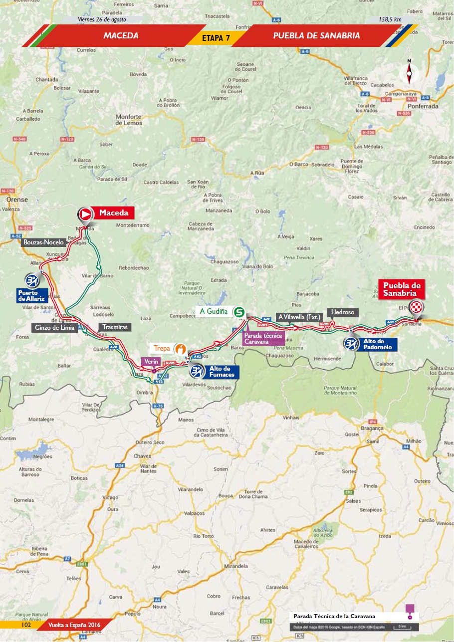Streckenverlauf Vuelta a España 2016 - Etappe 7