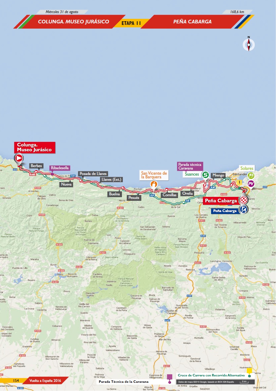 Streckenverlauf Vuelta a Espaa 2016 - Etappe 11
