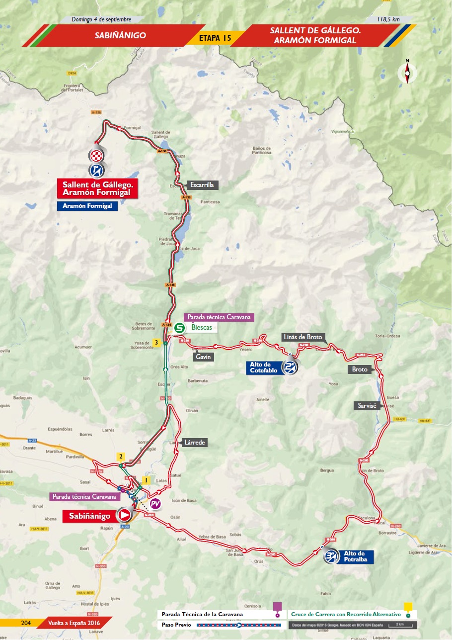 Streckenverlauf Vuelta a España 2016 - Etappe 15