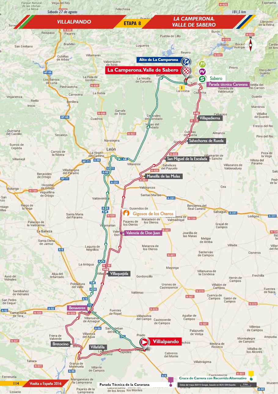 Streckenverlauf Vuelta a Espaa 2016 - Etappe 8