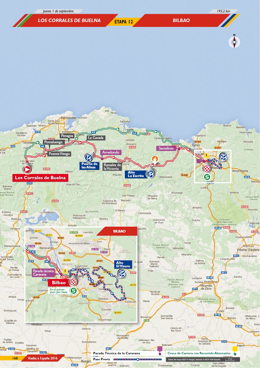 Streckenverlauf Vuelta a España 2016 - Etappe 12