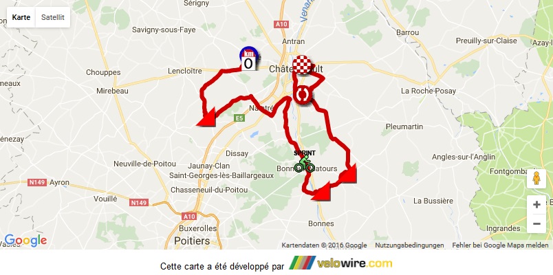 Streckenverlauf Tour du Poitou Charentes 2016 - Etappe 3