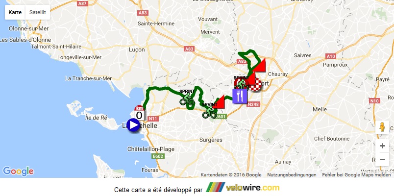 Streckenverlauf Tour du Poitou Charentes 2016 - Etappe 2