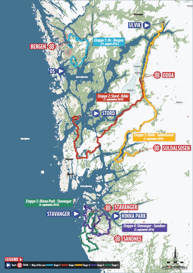 Streckenverlauf Tour des Fjords 2016
