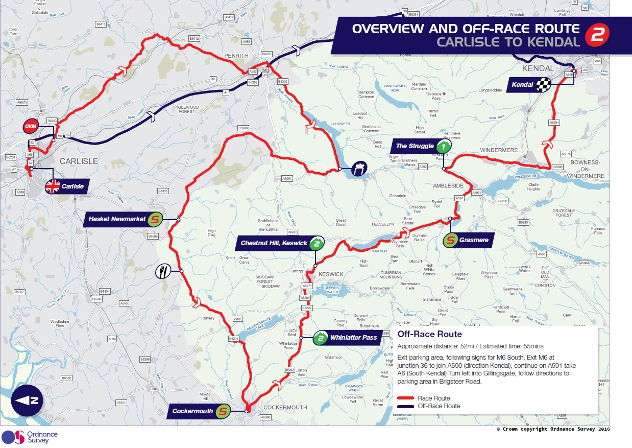 Streckenverlauf Tour of Britain 2016 - Etappe 2