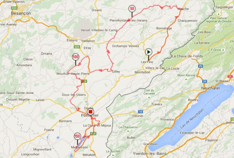 Streckenverlauf Tour du Doubs - Conseil Gnral 2016