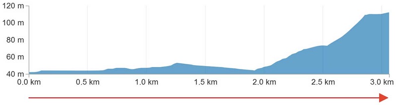 Hhenprofil Coppa Sabatini - Gran Premio citt di Peccioli 2016, letzte 3 km