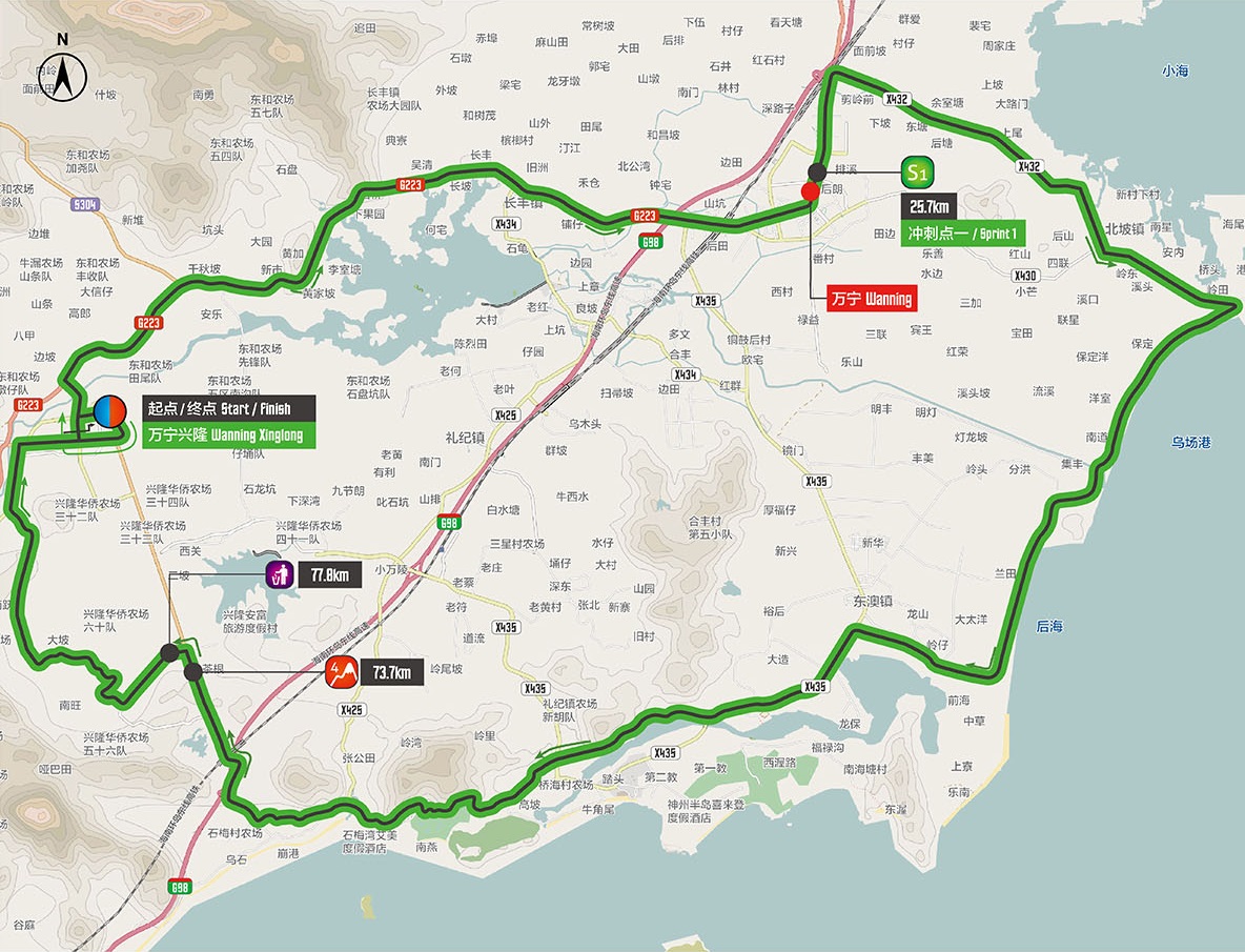 Streckenverlauf Tour of Hainan 2016 - Etappe 1