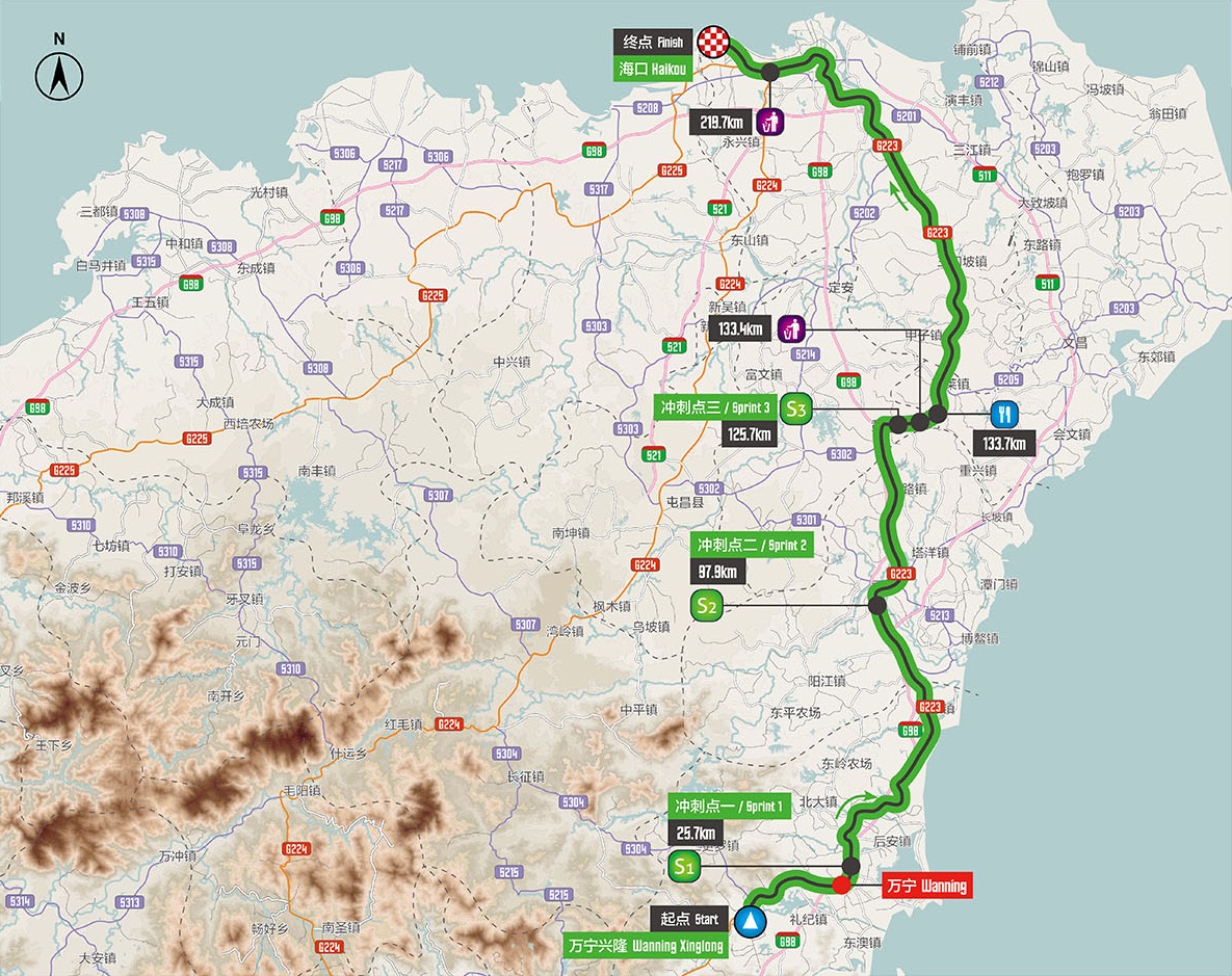 Streckenverlauf Tour of Hainan 2016 - Etappe 2