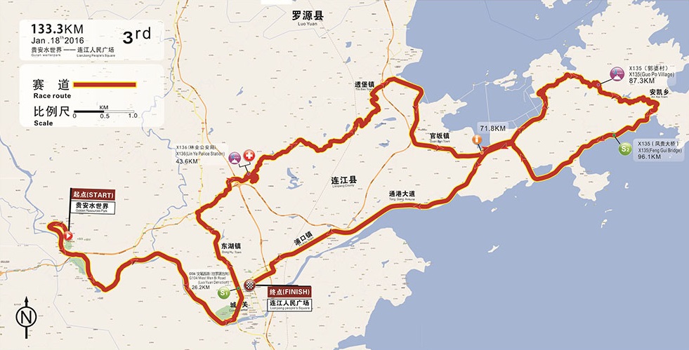 Streckenverlauf Tour of Fuzhou 2016 - Etappe 3