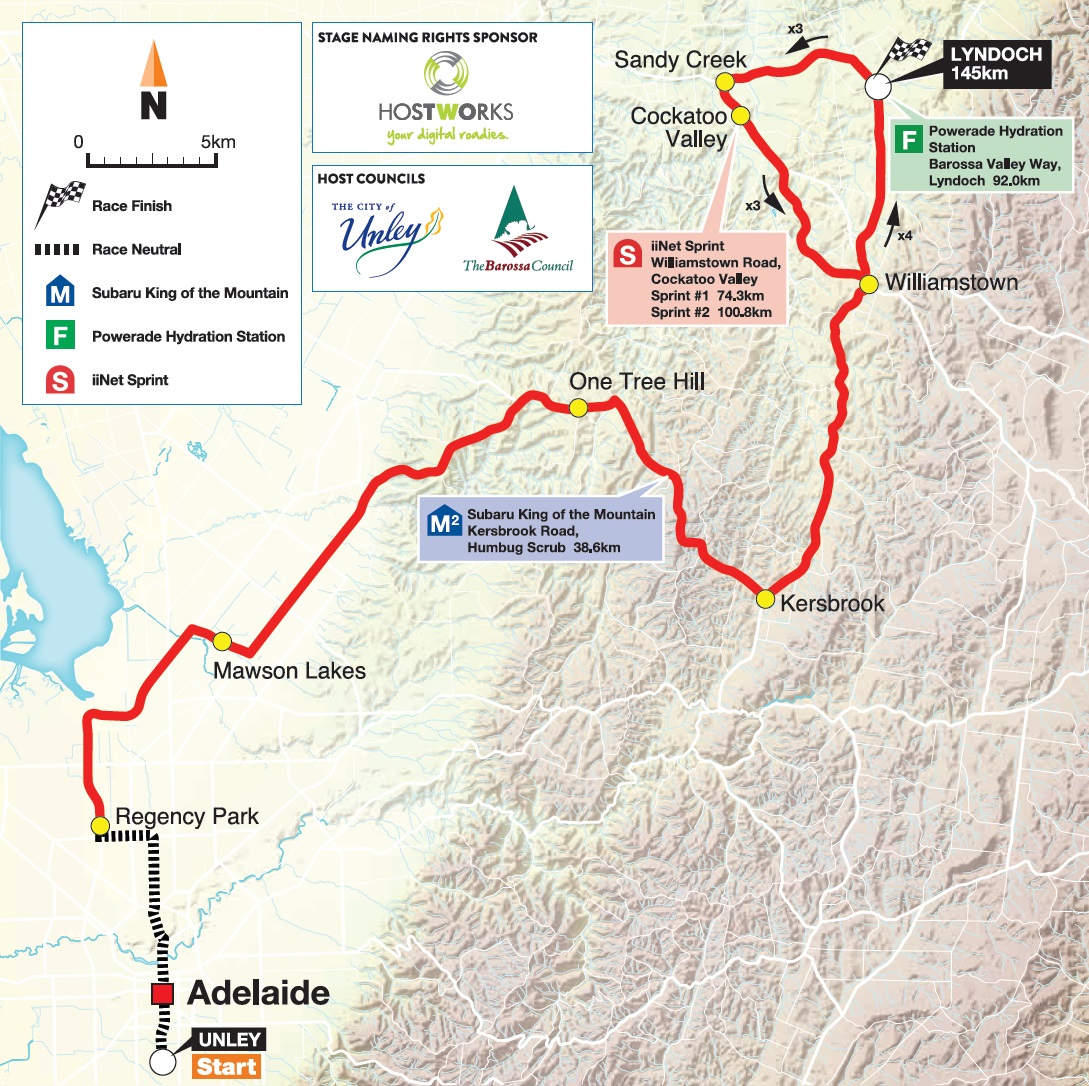 Streckenverlauf Santos Tour Down Under 2017 - Etappe 1