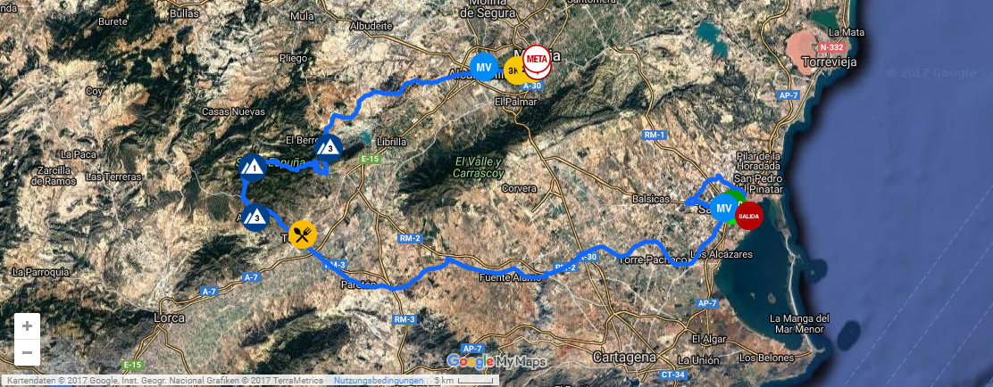 Streckenverlauf Vuelta Ciclista a la Regin de Murcia Costa Calida 2017