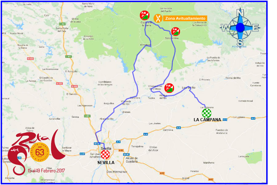 Streckenverlauf Vuelta a Andalucia Ruta Ciclista Del Sol 2017 - Etappe 4
