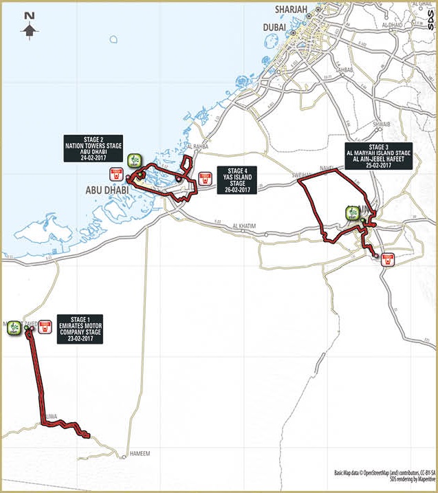 Streckenverlauf Abu Dhabi Tour 2017