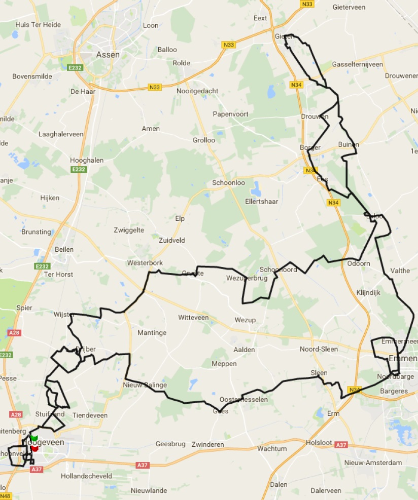 Streckenverlauf Ronde van Drenthe 2017