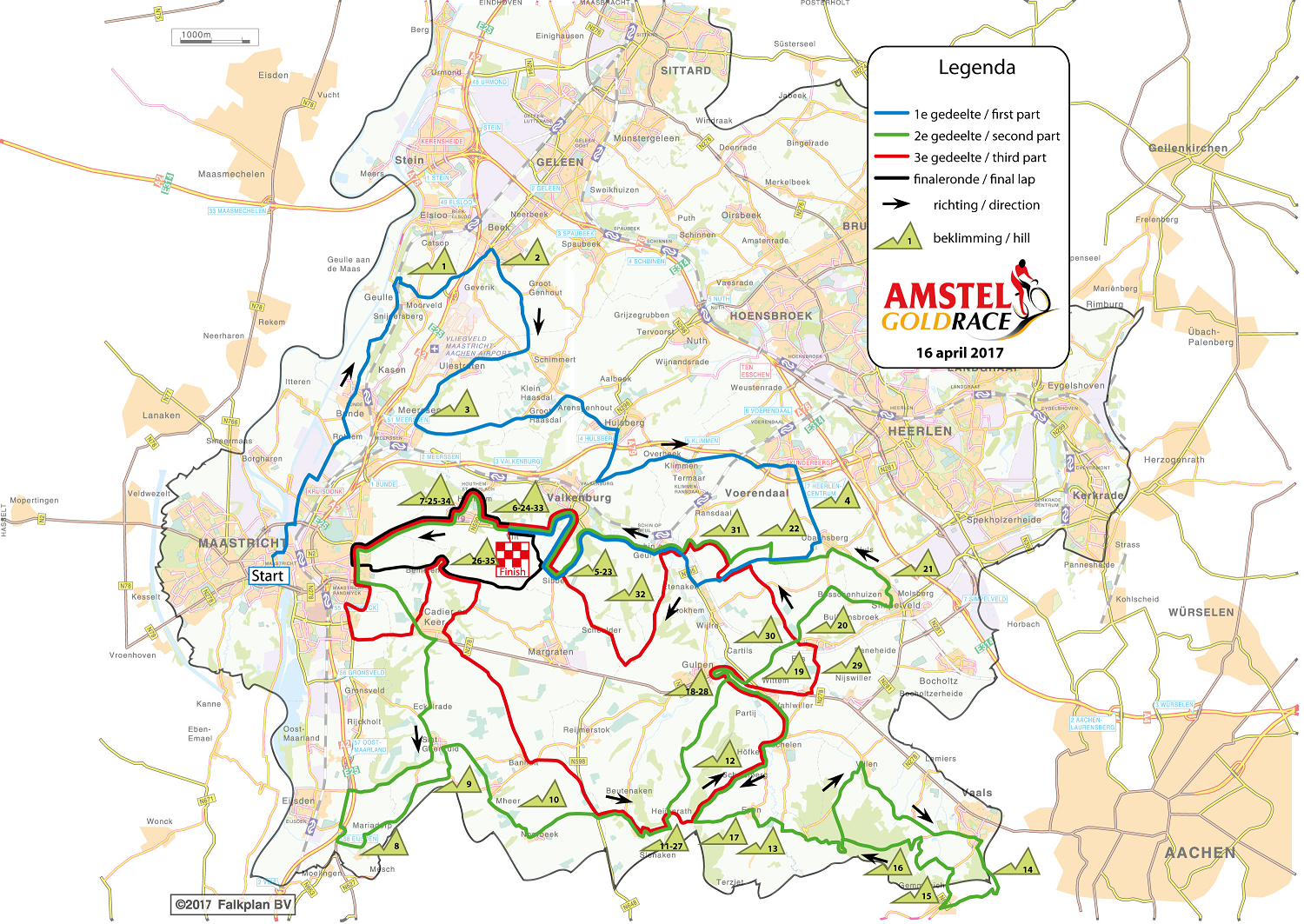 Streckenkarte von Amstel Gold Race 2017
