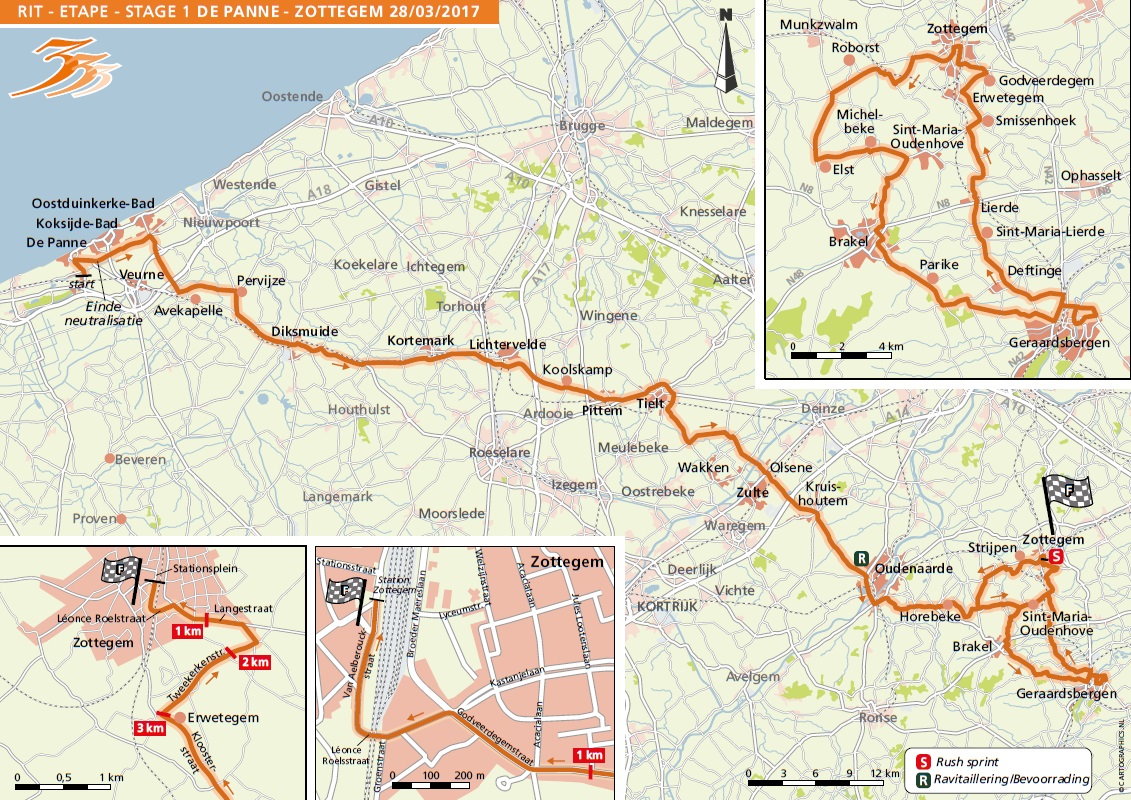Streckenverlauf De Panne-Koksijde 2017 - Etappe 1