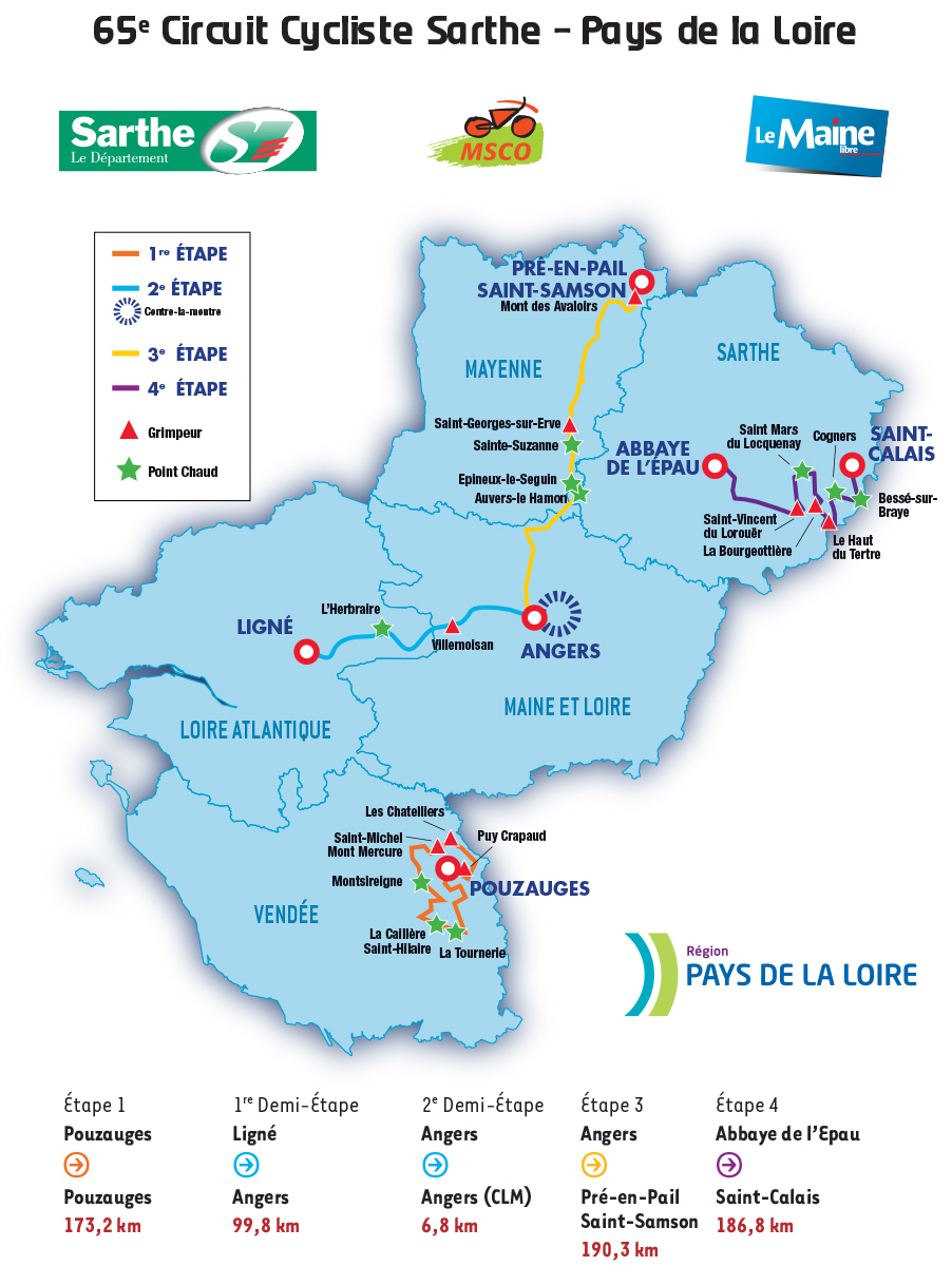 Streckenverlauf Circuit Cycliste Sarthe - Pays de la Loire 2017