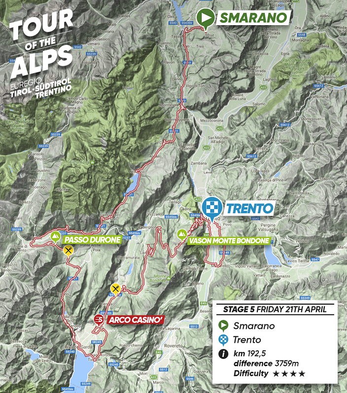 Streckenverlauf Tour of the Alps 2017 - Etappe 5