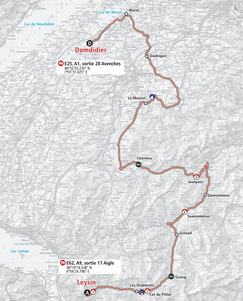 Streckenverlauf Tour de Romandie 2017 - Etappe 4