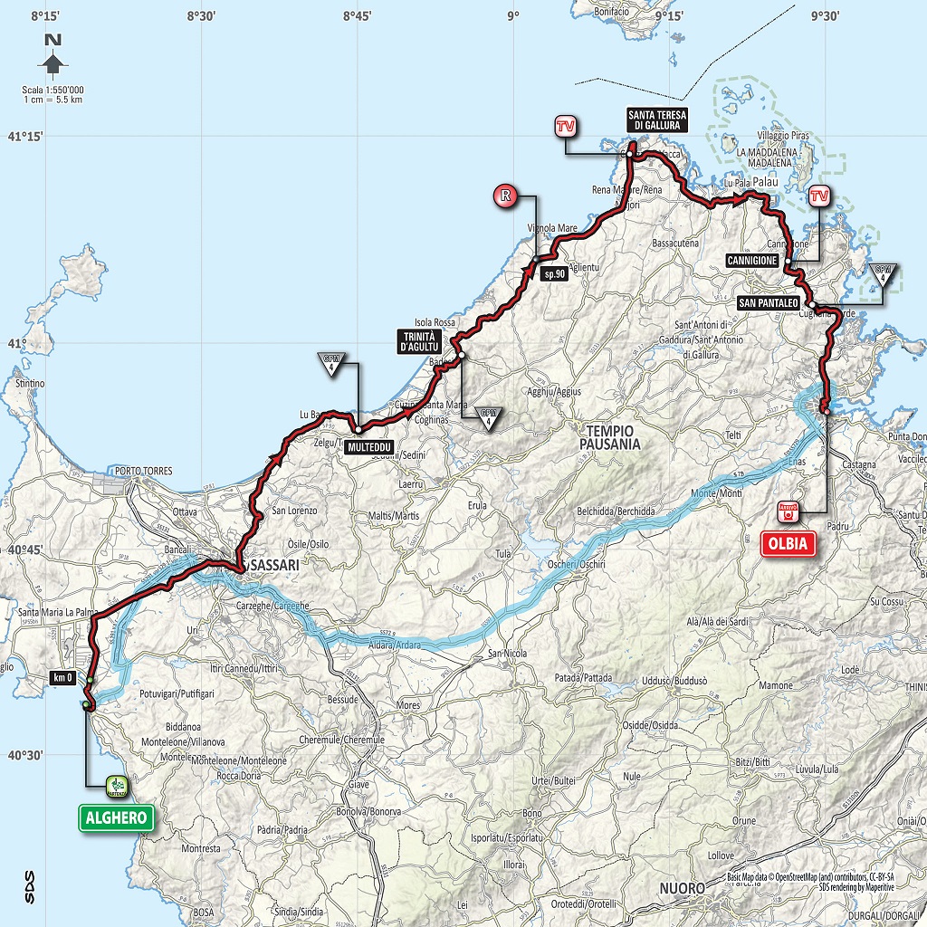 Streckenverlauf Giro d’Italia 2017 - Etappe 1